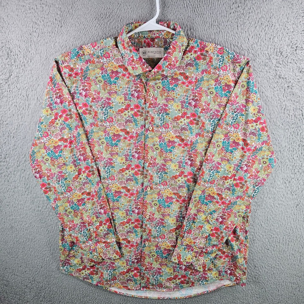 Kurt River NYC Mens XXL Floral Button Down Shirt Classic Fit Cotton Multi Color